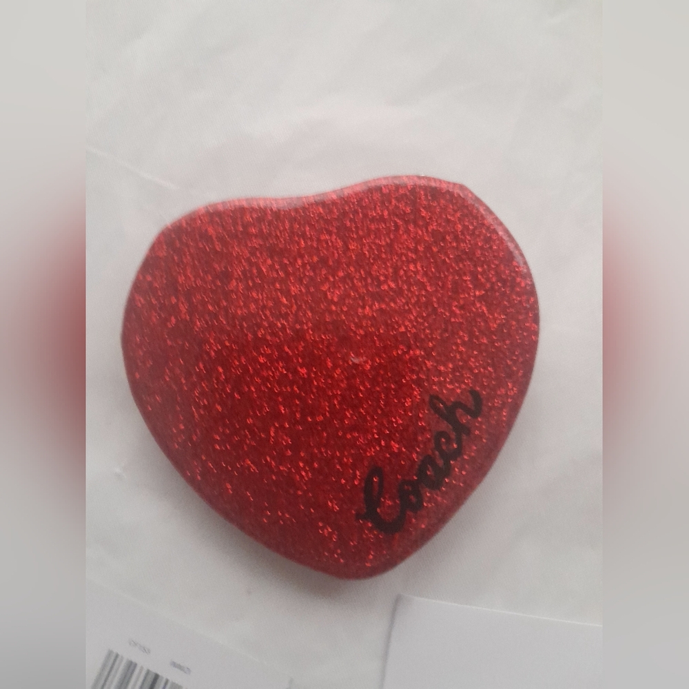 Coach Small Compact Mirror Heart Shaped In Wine Color New With Tags - Picture 2 of 6